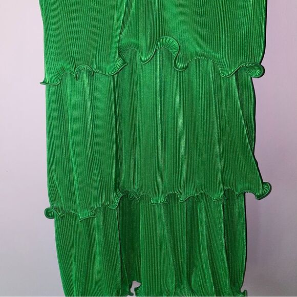 Better Be S Mini Dress Kelly Green Tiered Lettuce Cocktail Sundress - Picture 6 of 7